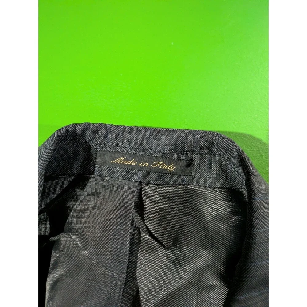 Pronto Uomo Suit Wool Zignone Super 100 Charcoal Gray Pin Striped 42 X Long 2pc